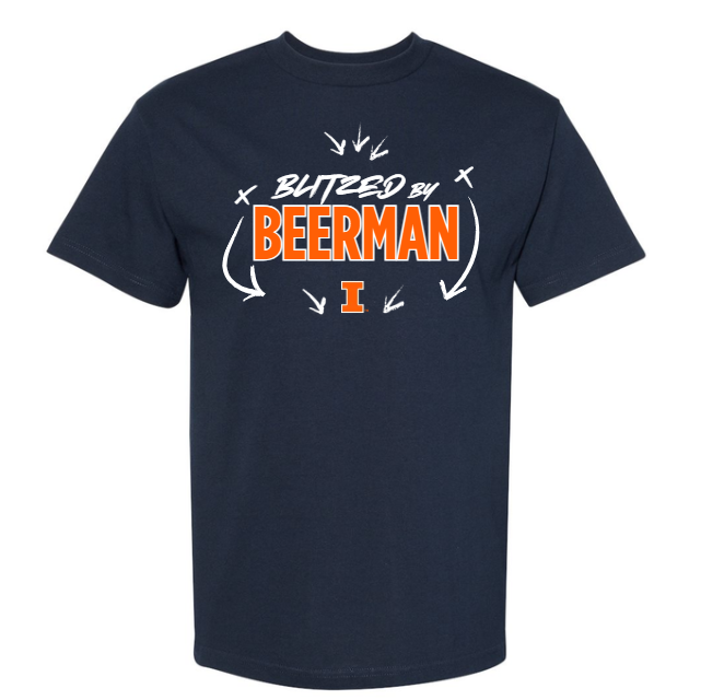Illinois Fighting Illini NIL Blitzed by Beerman Short Sleeve Tee Navy