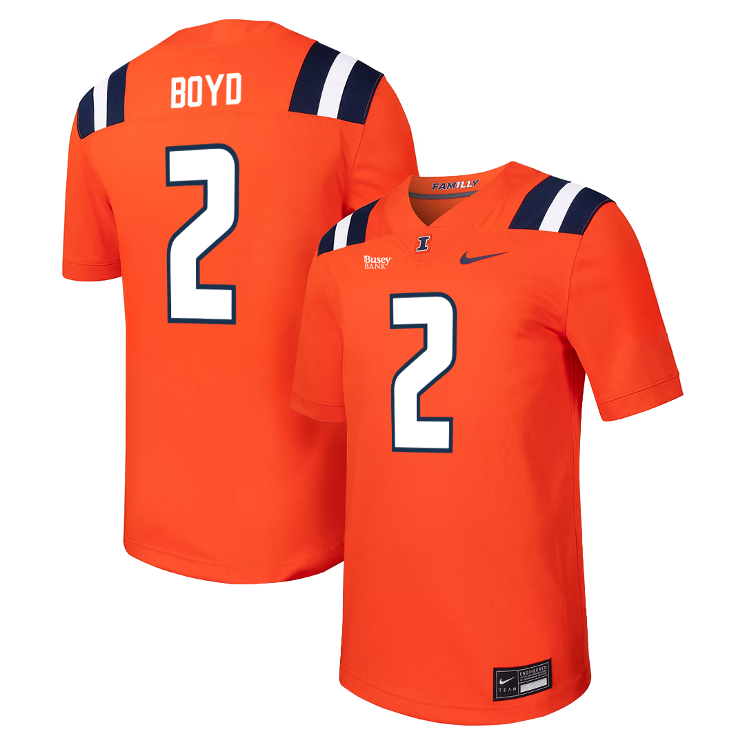 Illinois Fighting Illini Nike NIL Football Jersey Orange