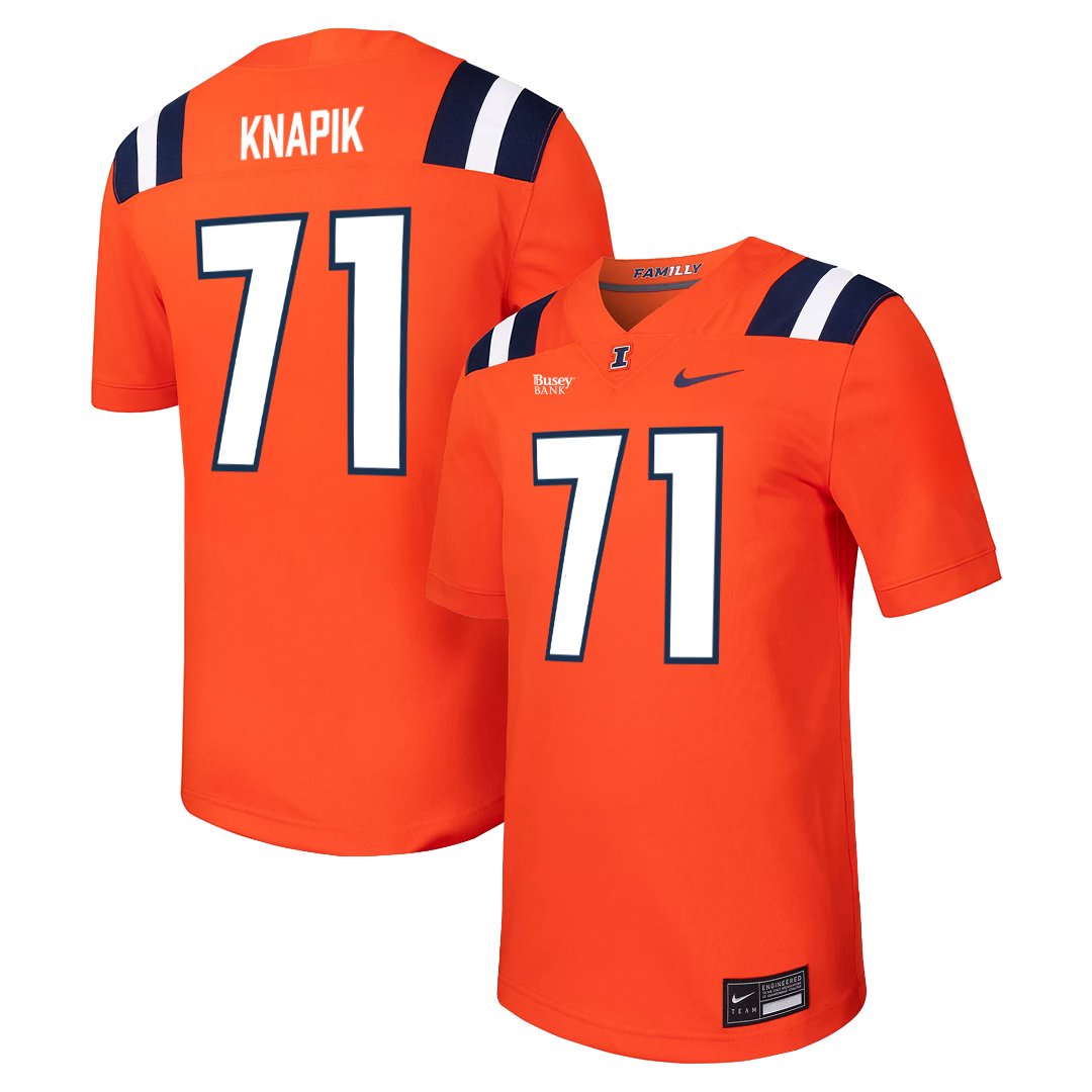 Illinois Fighting Illini Nike NIL Football Jersey Orange
