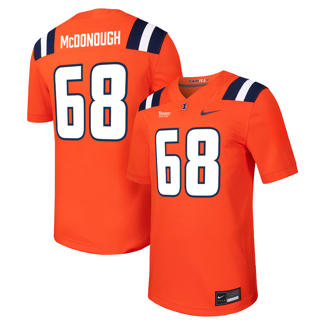 Illinois Fighting Illini Nike NIL Football Jersey Orange