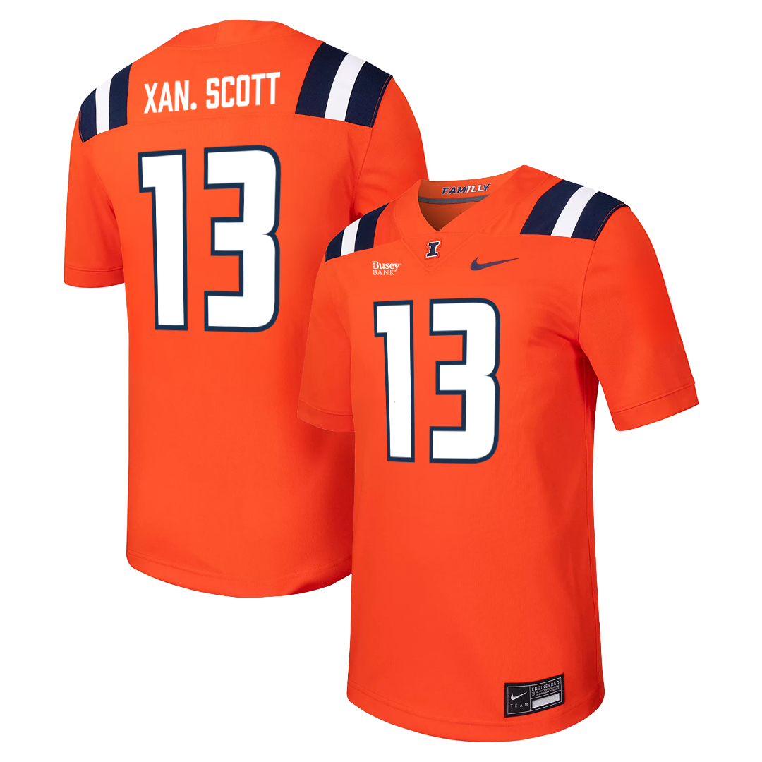 Illinois Fighting Illini Nike NIL Football Jersey Orange