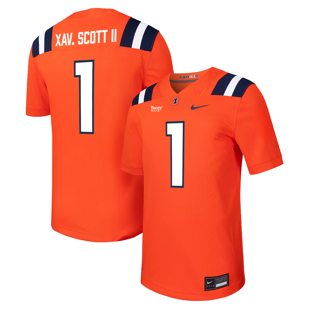 Illinois Fighting Illini Nike NIL Football Jersey Orange