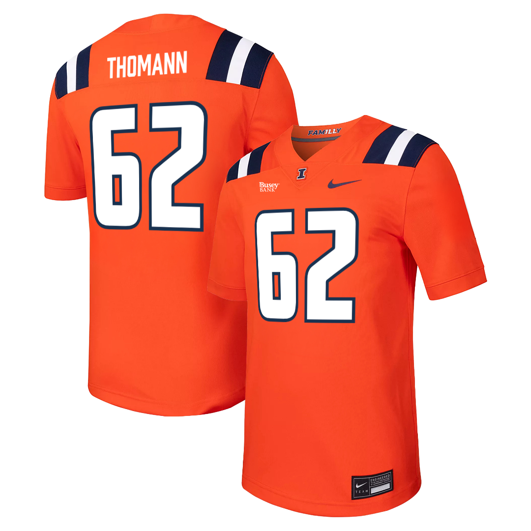 Illinois Fighting Illini Nike NIL Football Jersey Orange