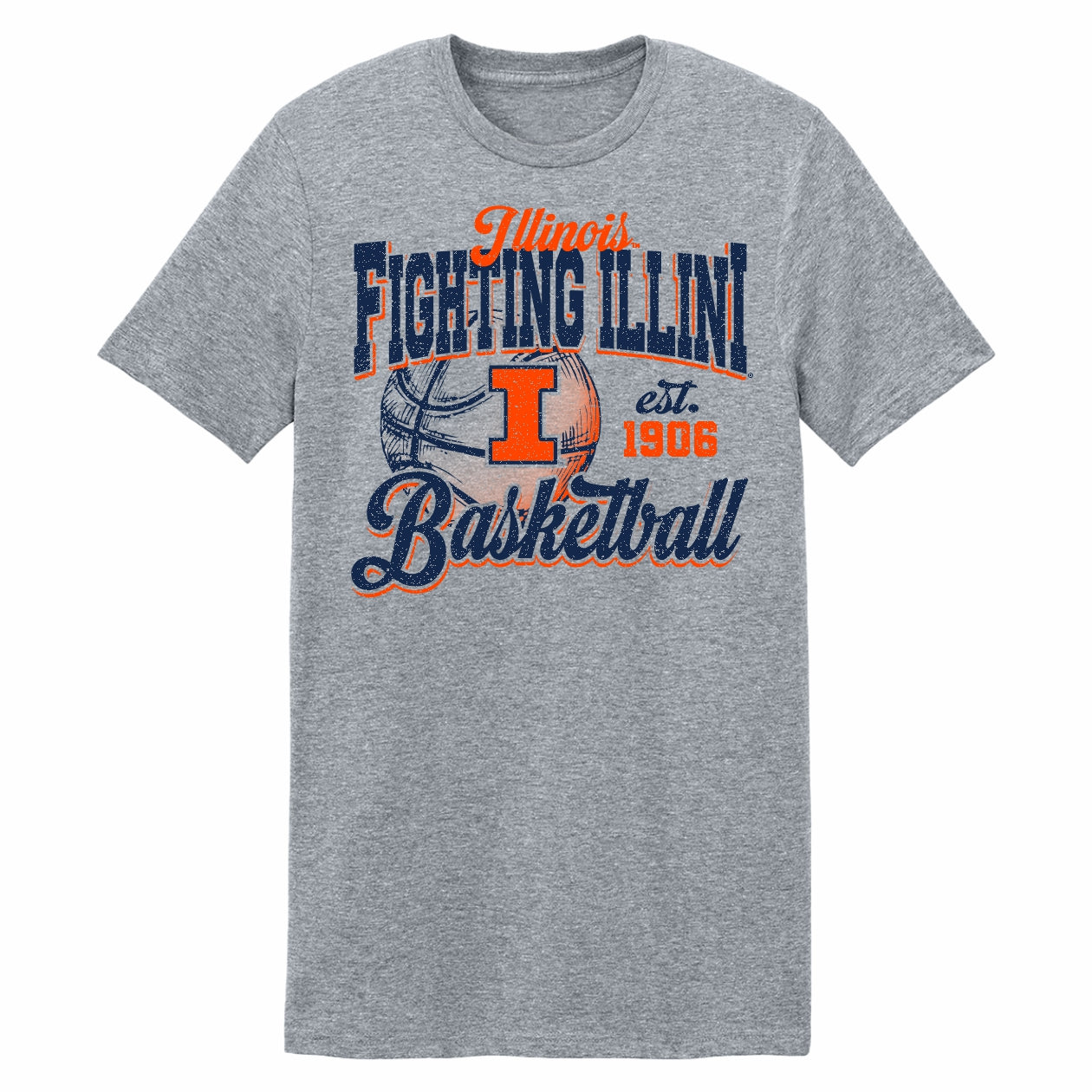Illinois Basketball Shirt Retro Heather