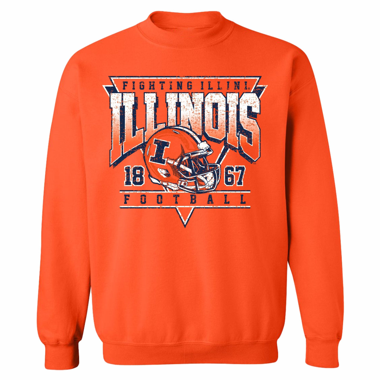 Illinois Fighting Illini Football Orange Crewneck Sweatshirt
