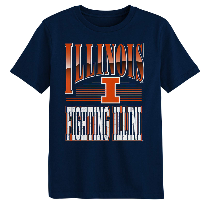 Fighting Illini Youth Distressed Navy XL Print T-Shirt