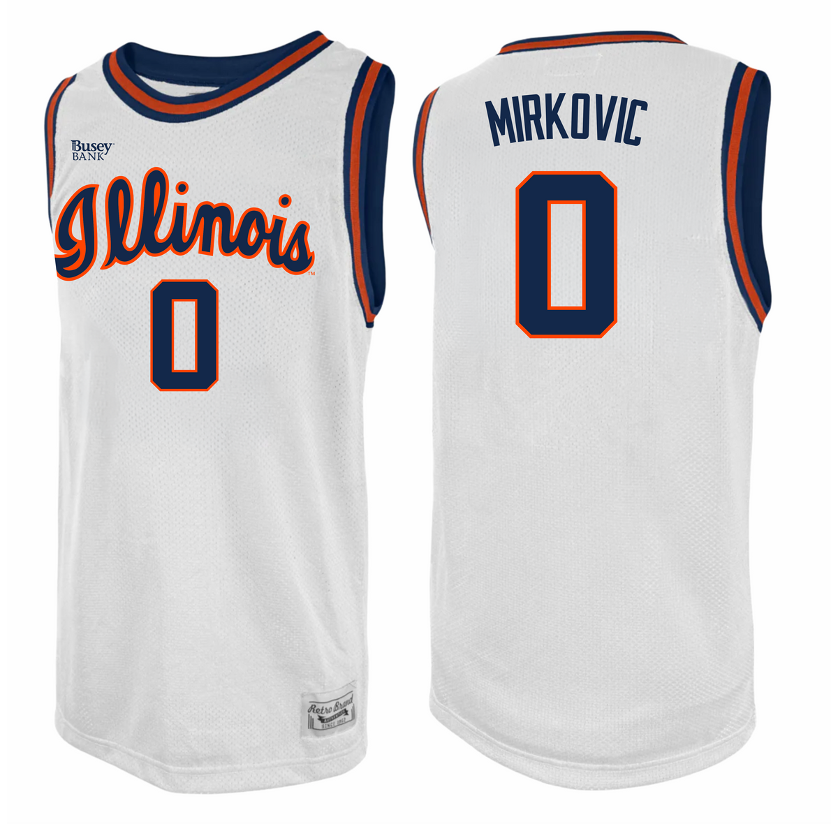 Illinois Fighting Illini Men's Retro Brand Basketball Jersey David Mirkovic #0
