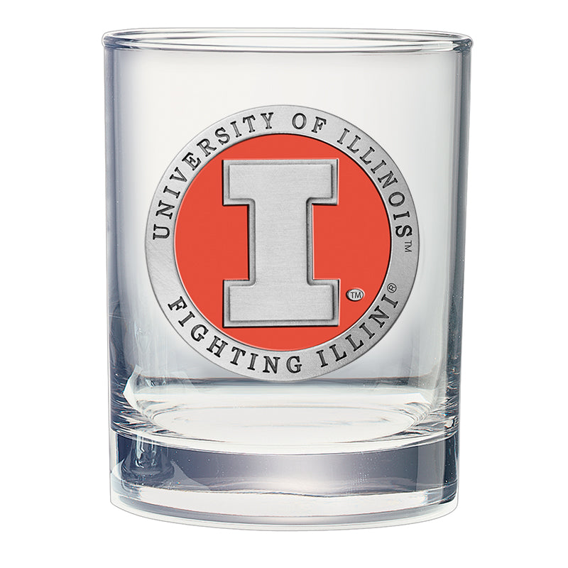 Illinois Fighting Illini Rocks Glass