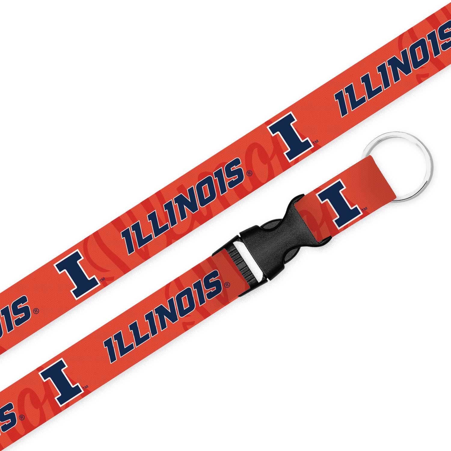 Illinois Fighting Illini Orange Background Wordmark Lanyard