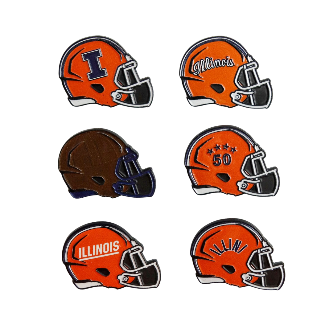 Illinois Football Helmet Pin Set