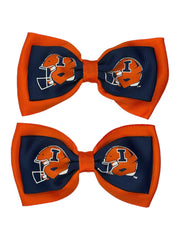 Fighting Illini Navy & Orange Helmet Bow Pair