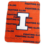 Fighting Illini Orange Block I Repeat Pattern Classic Fleece Throw