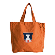 Fighting Illini Orange Twill Shield Tote Bag