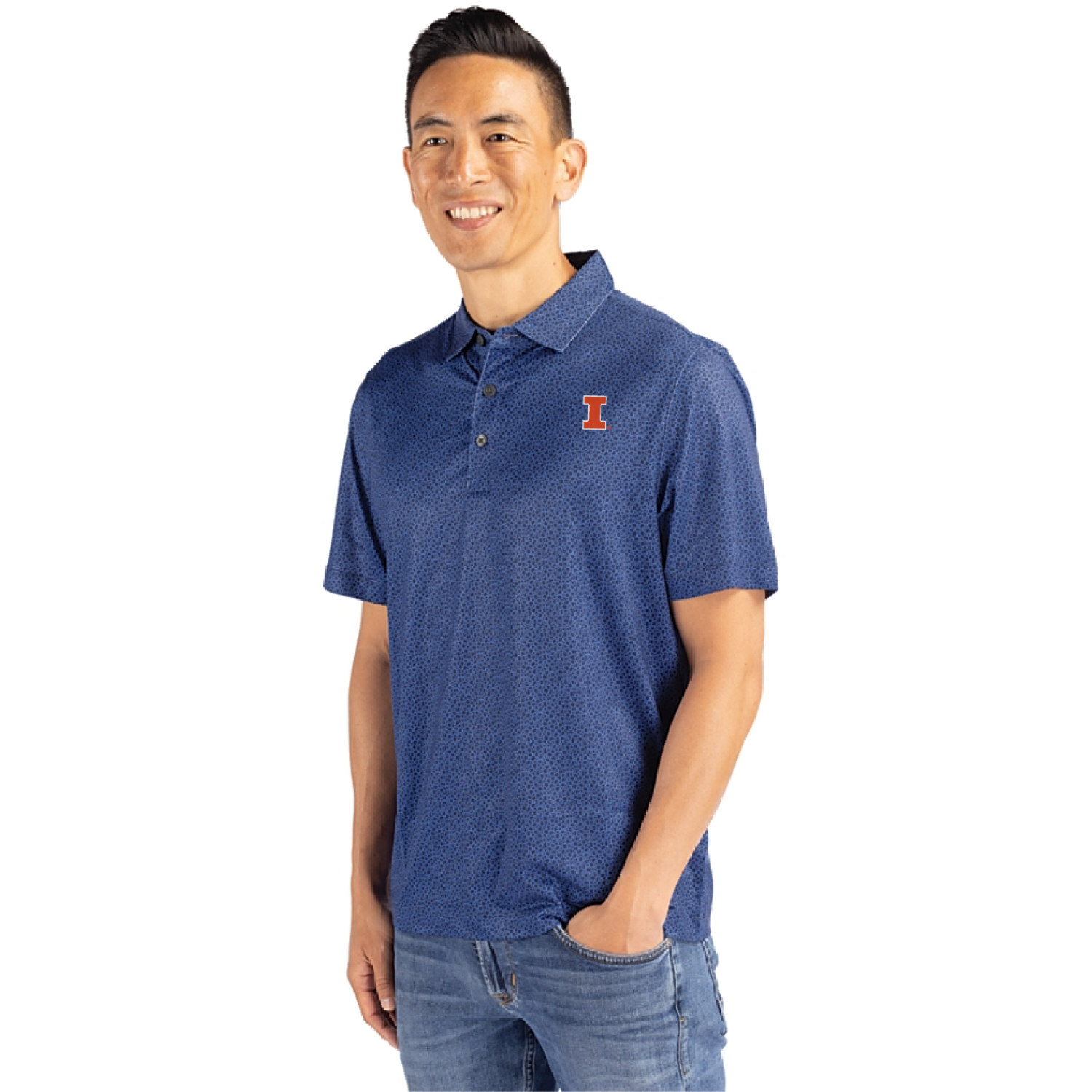 Illinois Polo Men's Navy Block I Cutter & Buck