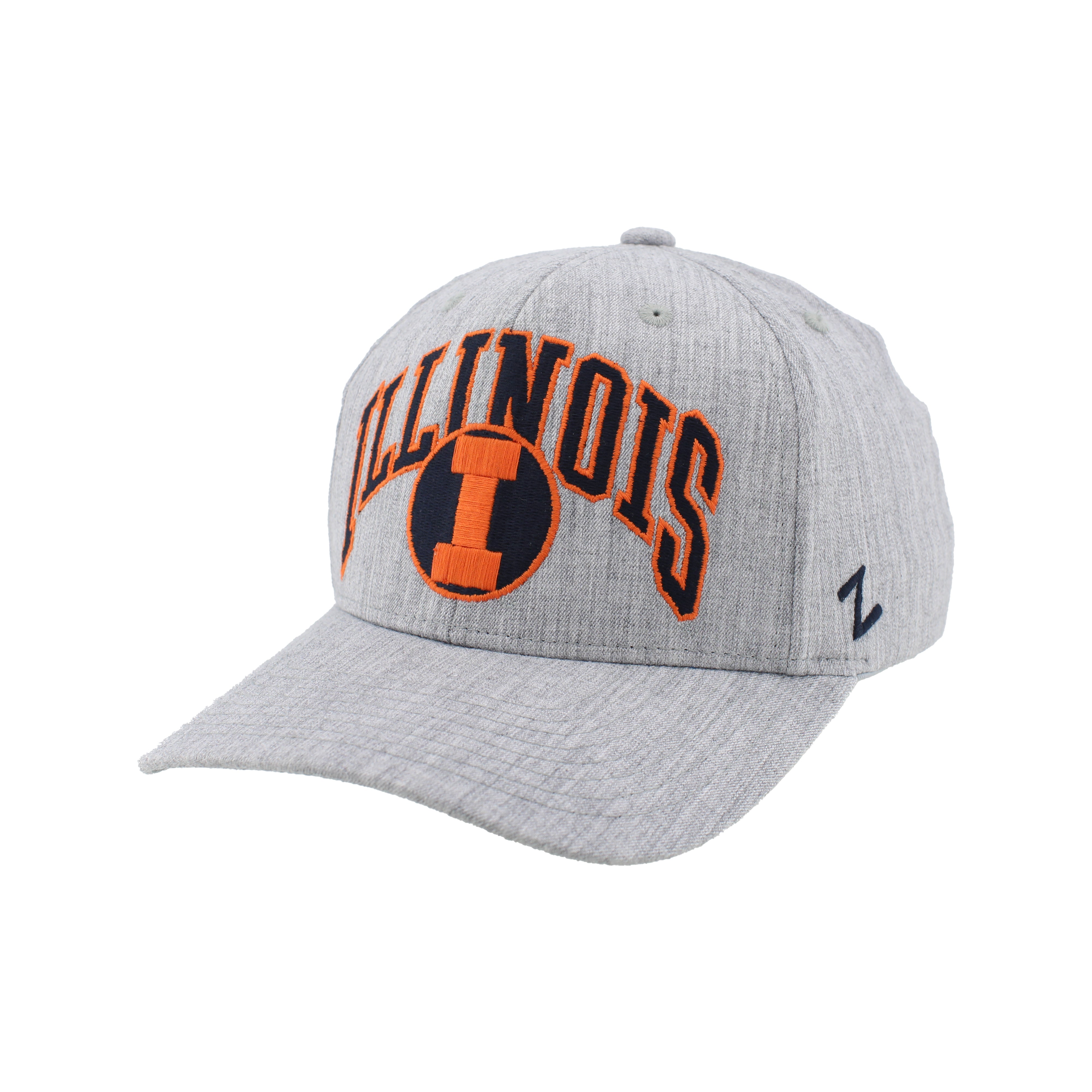 Illinois Hat Fitted Grey Vintage Circle Logo