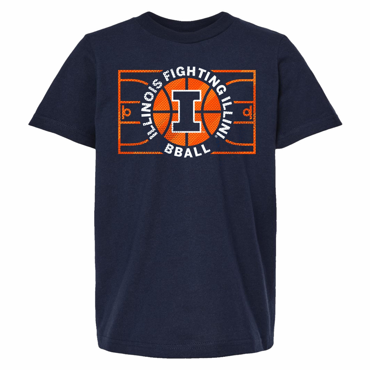 Illinois Basketball Court Youth Navy T-Shirt