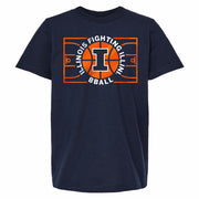 Illinois Basketball Court Youth Navy T-Shirt