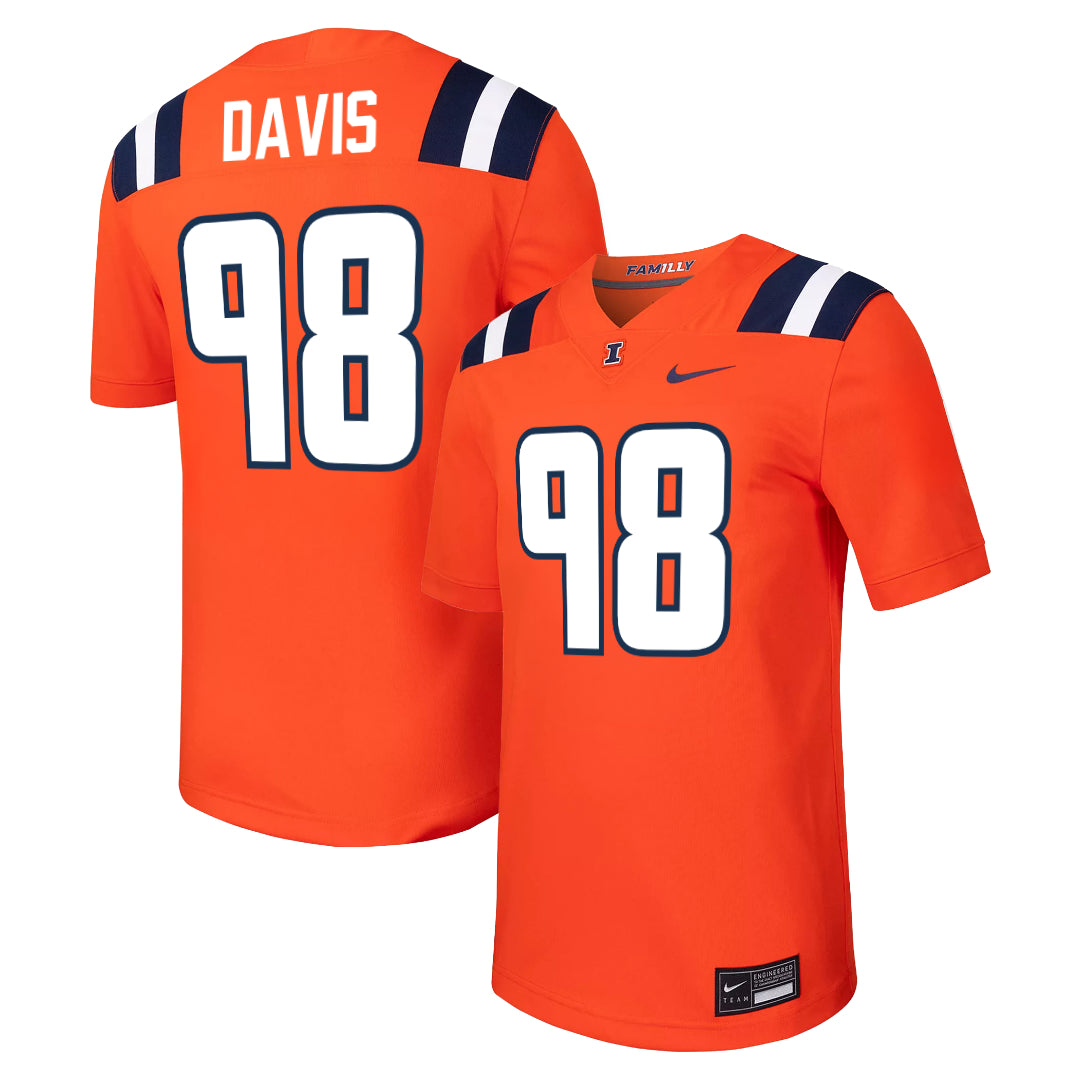 Illinois Fighting Illini Nike NIL Football Jersey Orange