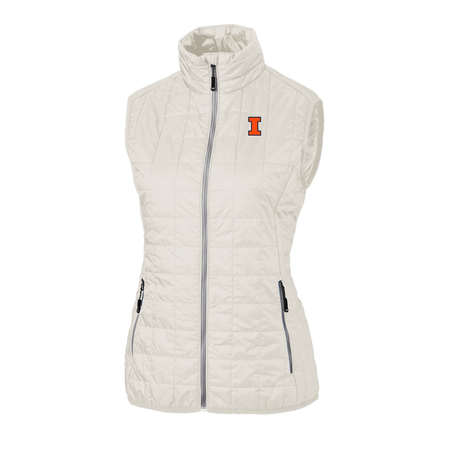 Illinois Fighting Illini Cutter & Buck Women's Coconut Rainier Insulated Full Zip Puffer Vest