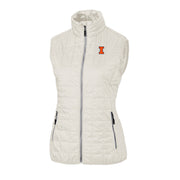 Illinois Fighting Illini Cutter & Buck Women's Coconut Rainier Insulated Full Zip Puffer Vest
