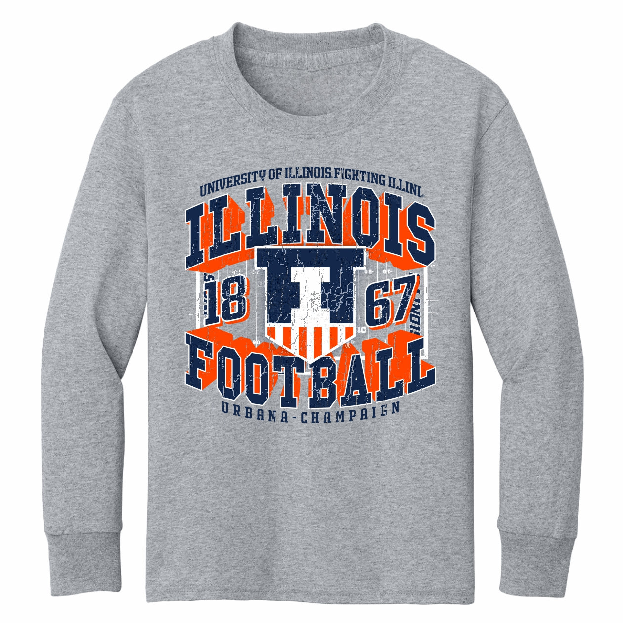 Illinois Fighting Illini Youth Football Field Long Sleeve Tee