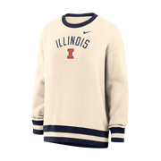 Fighting Illini Nike Pheonix Fleece Oversize Arch Illini Natural Crewneck
