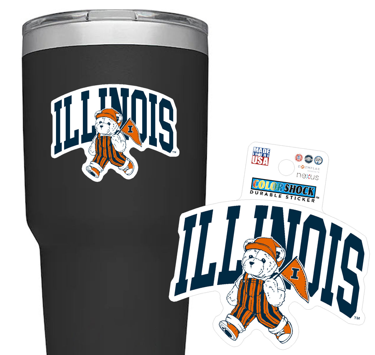 Fighting Illini Game Bib Pennant Bear Decal