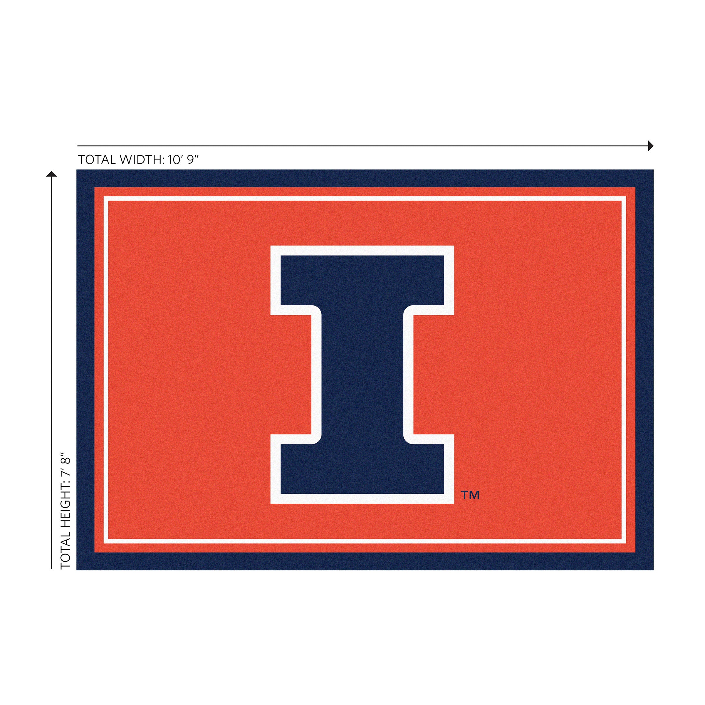 University of Illinois 8x11 Spirit Rug