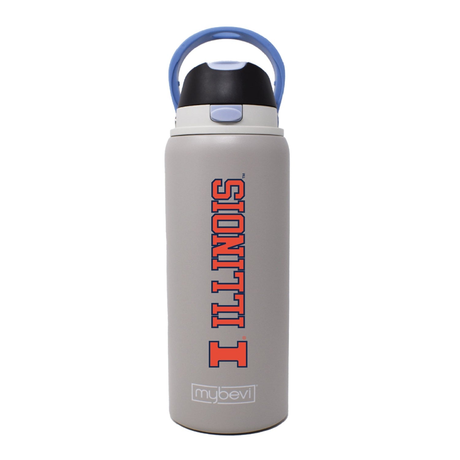 Illinois Water Bottle 32oz Stainless Grey Flip Lid
