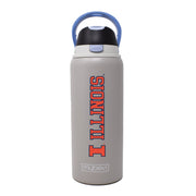 Illinois Water Bottle 32oz Stainless Grey Flip Lid