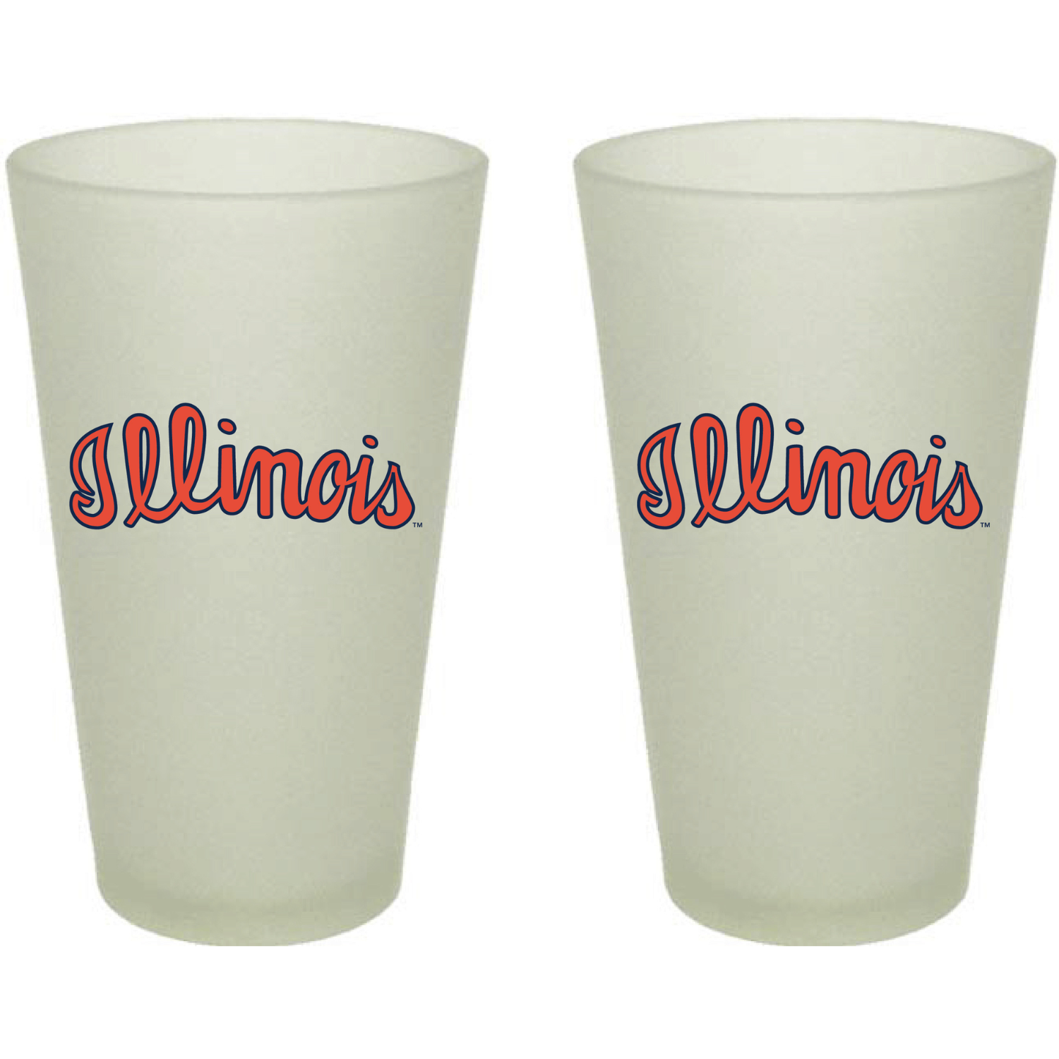 Illinois Pint Frosted Glass 16oz Script