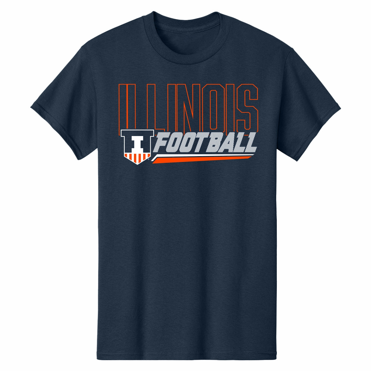 Illinois Football Shirt Navy Shield Slant