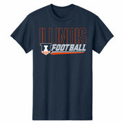 Illinois Football Shirt Navy Shield Slant