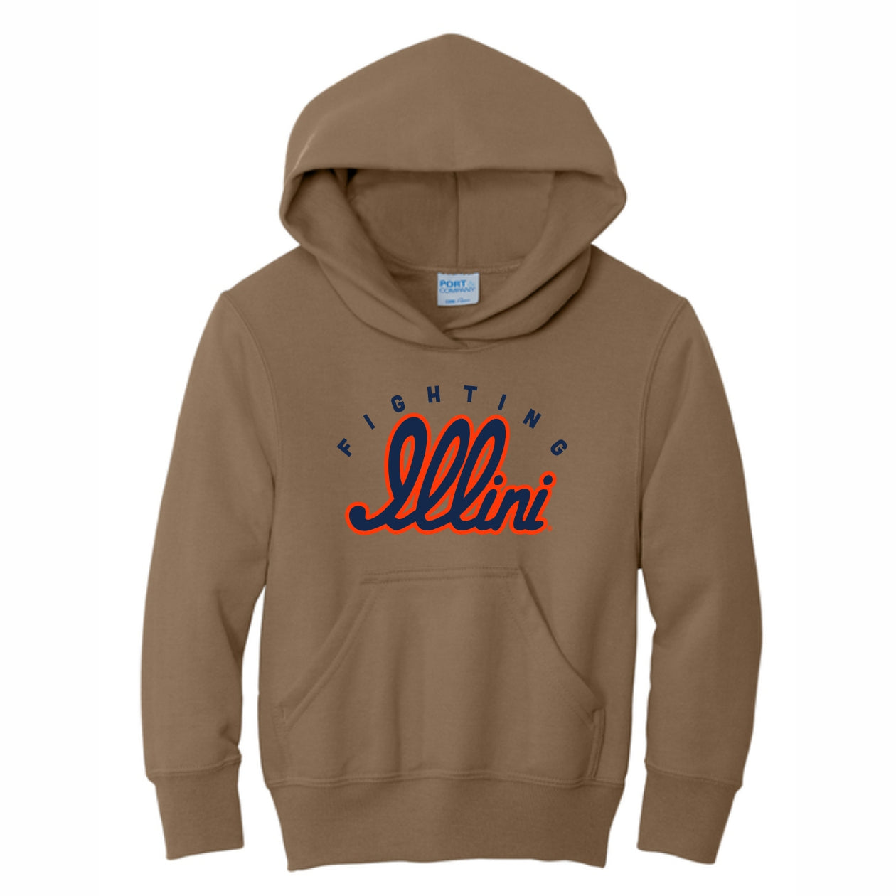 Illinois Kids Hoodie Brown Script Fighting Illini