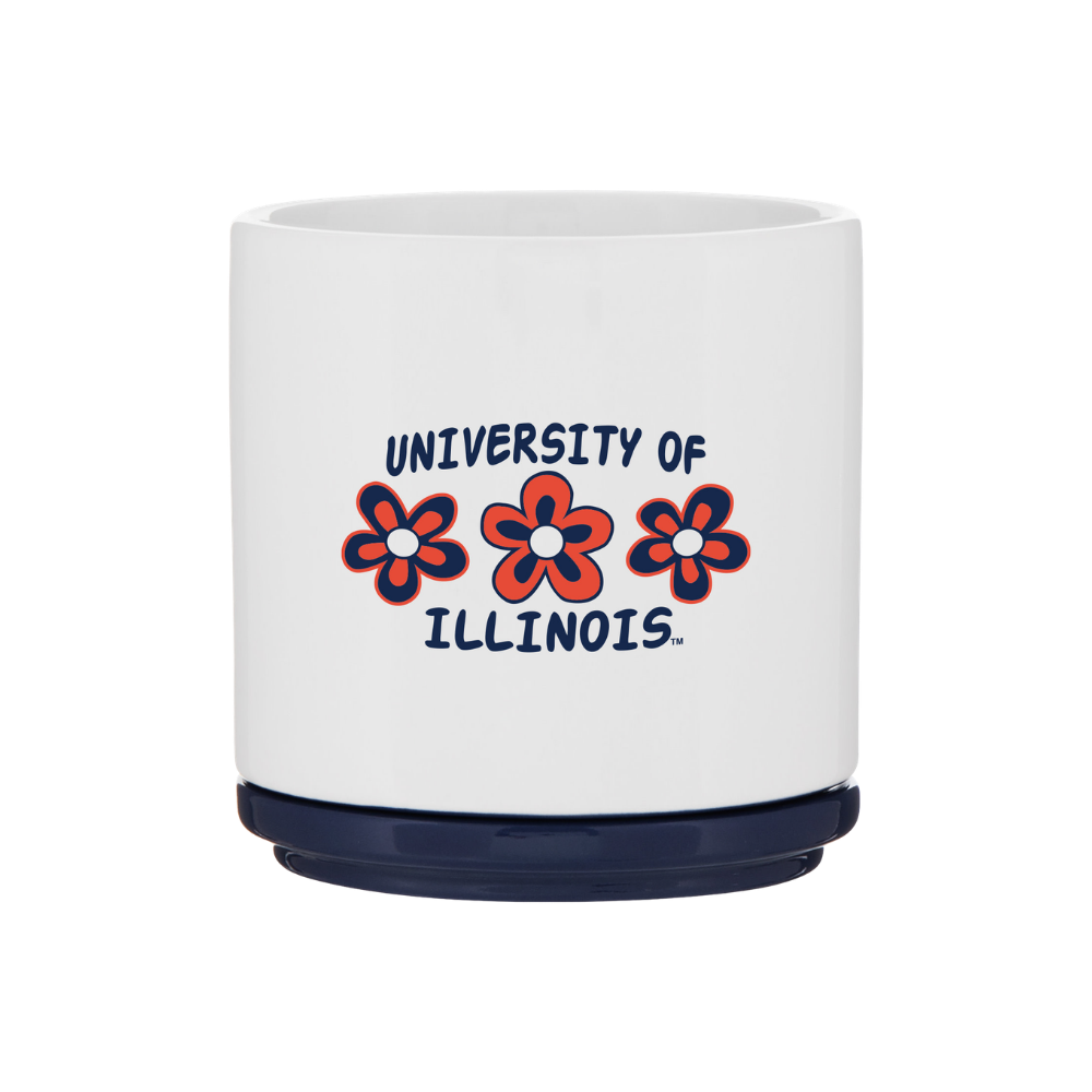 Fighting Illini Navy Floral Ceramic Planter