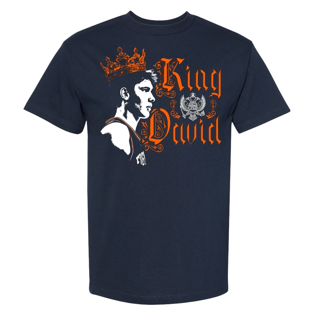 Illinois Fighting Illini NIL Men's Basketball David Mirkovic King David Short Sleeve Tee