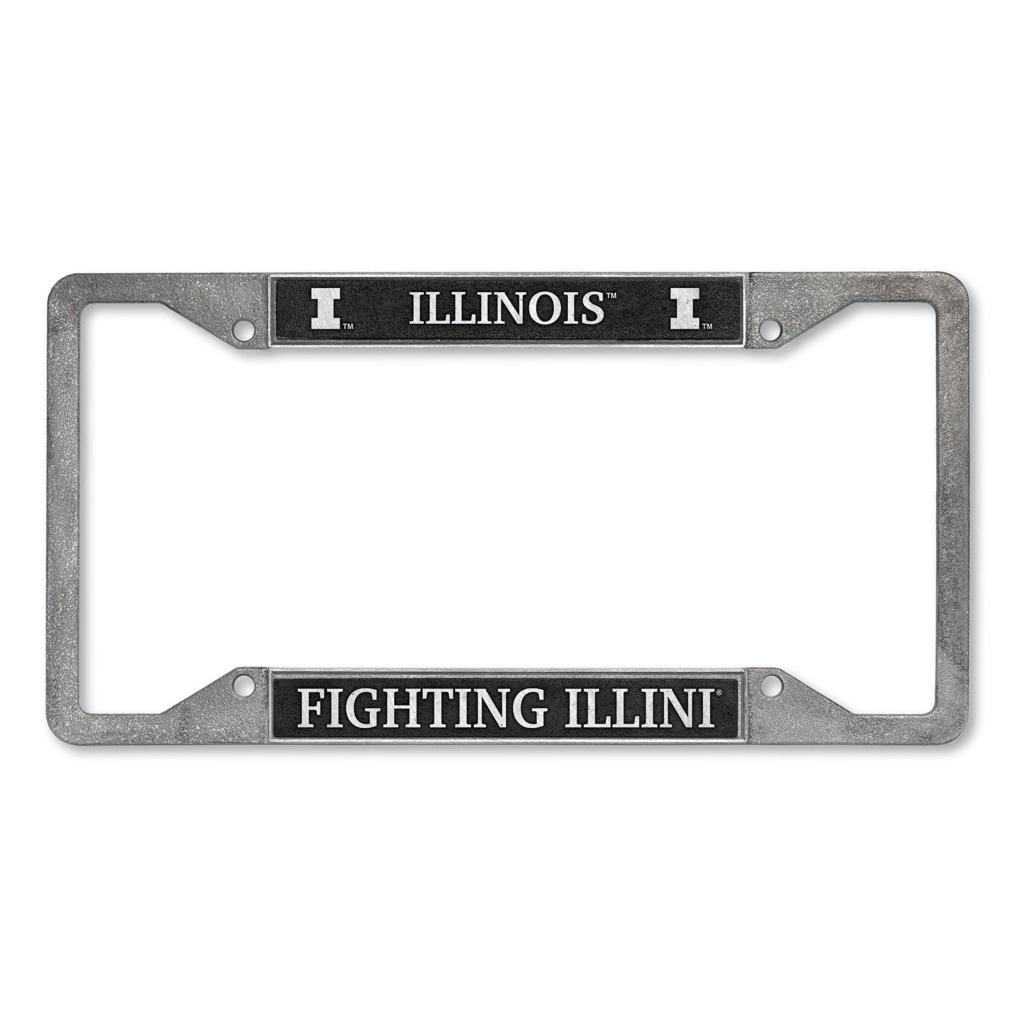 Illinois License Plate Frame Pewter/Black