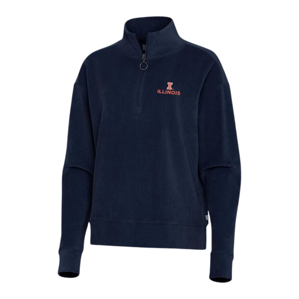 Fighting Illini Women's Navy Antigua Sueded 1/2 Zip