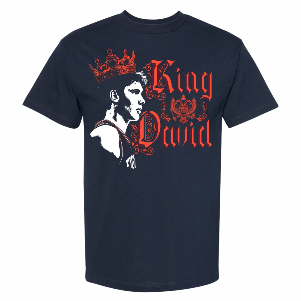 Illinois Fighting Illini NIL Men's Basketball David Mirkovic King David Short Sleeve Tee