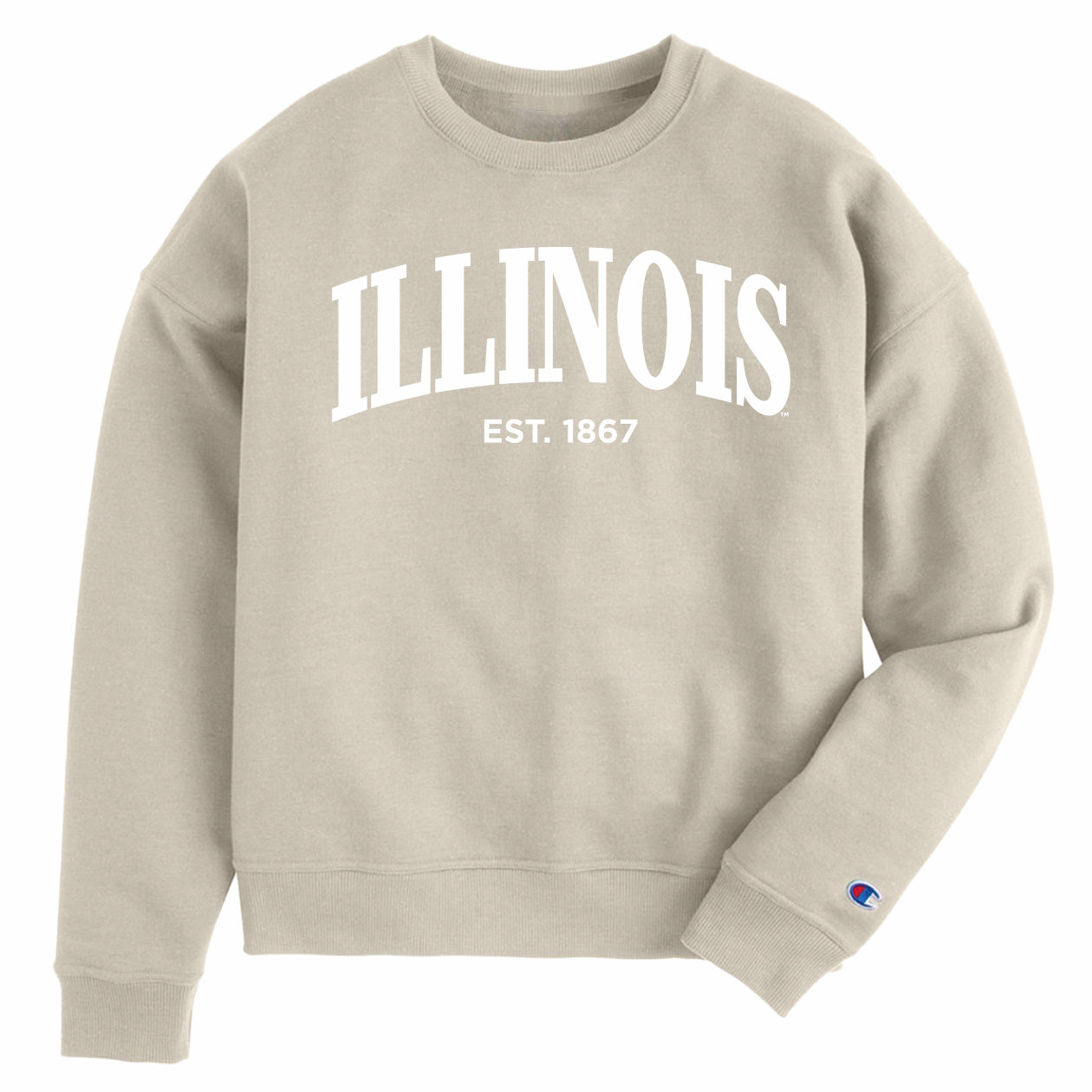 Illinois Fighting Illini Women's Tan Serif Arch Crew