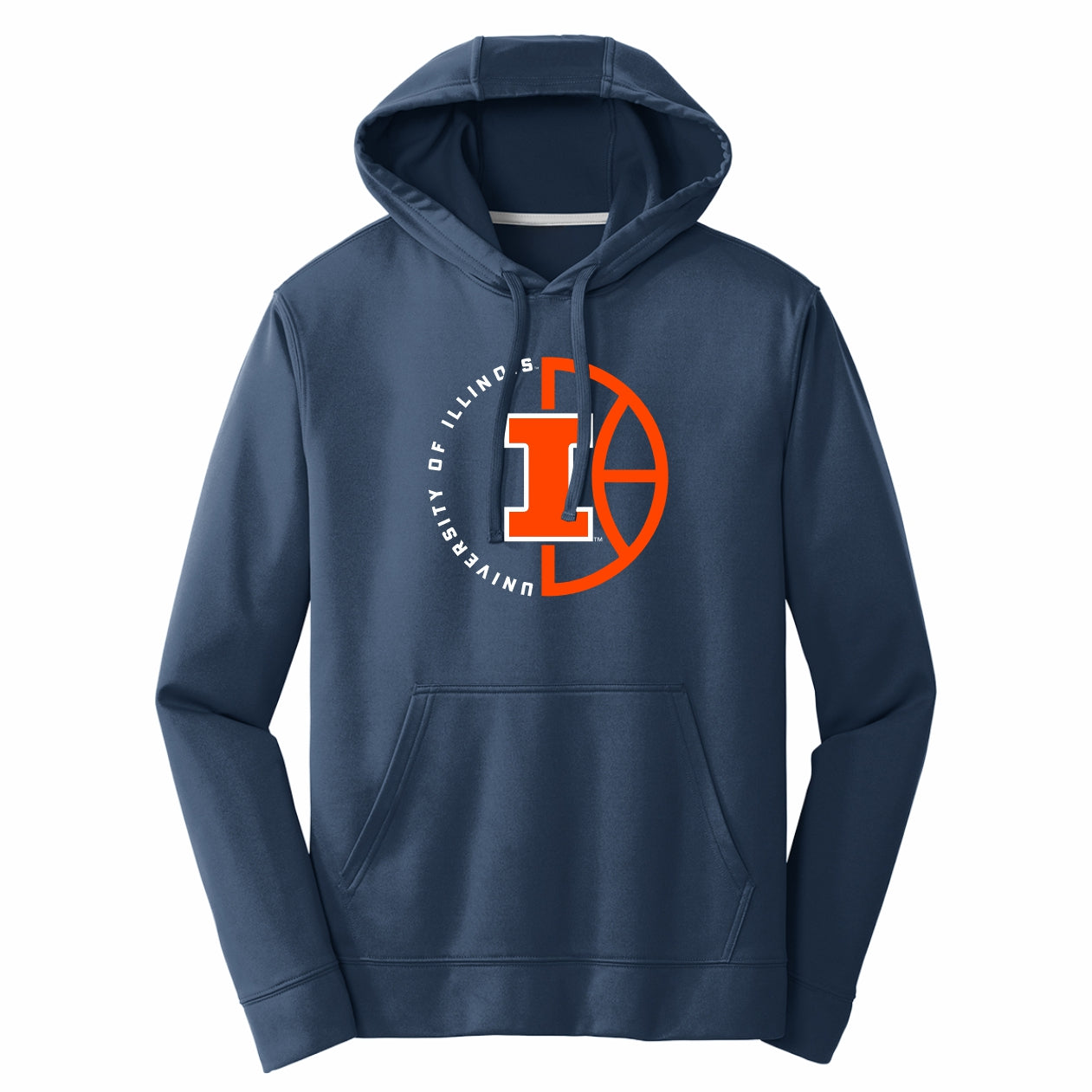 Illinois Basketball Hoodie Navy Half Ball Logo