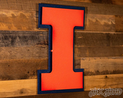 Illinois Fighting Illini Block "I" in ORANGE 3D Vintage Metal Wall Art 23'' x 16''