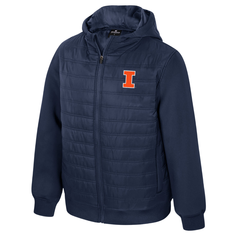 Illinois Fighting Illini Men's Scuba Hooded Puffer Jacket - Navy
