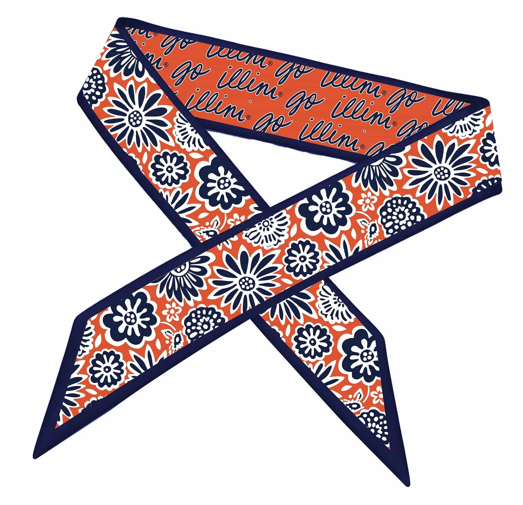 Illinois Scarf Two-Sided Orange/Blue Slim