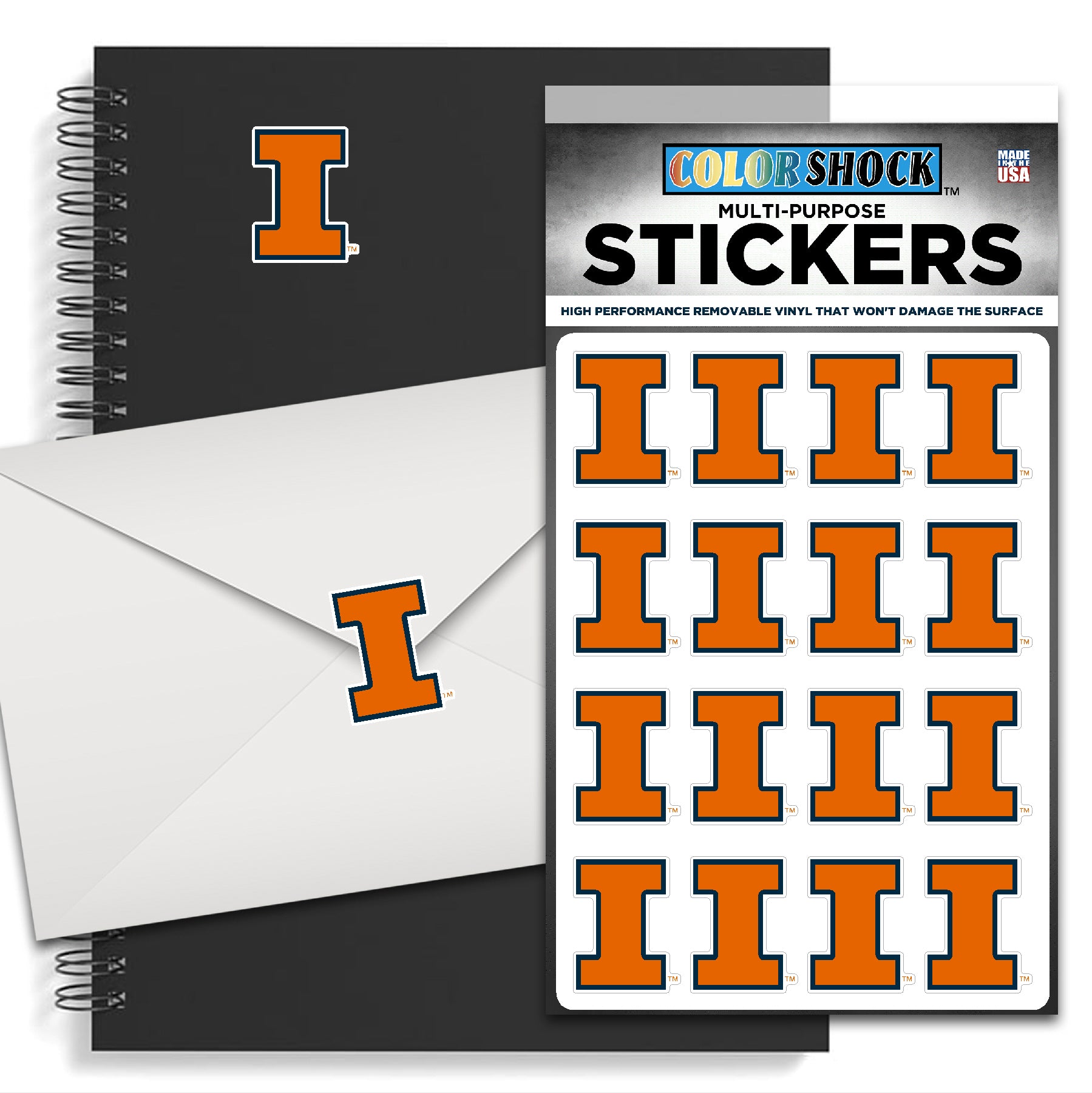 Illinois Sticker Sheet Orange Block I