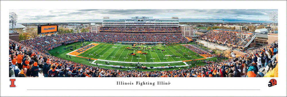 Illinois Fighting Illini Football Panoramic Picture - Memorial Stadium Fan Cave Decor Unframed