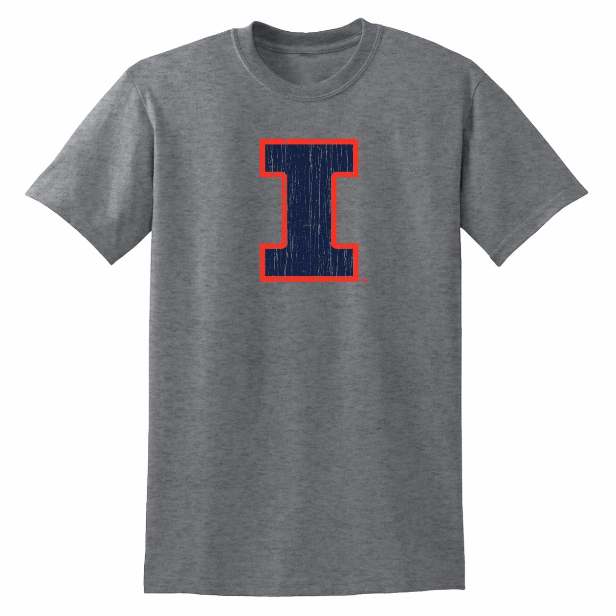 Illinois Fighting Illini Distressed Block I Grey Tee