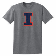 Illinois Fighting Illini Distressed Block I Grey Tee