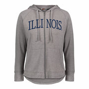 Illinois Hoodie Grey Full-Zip Curved Hem