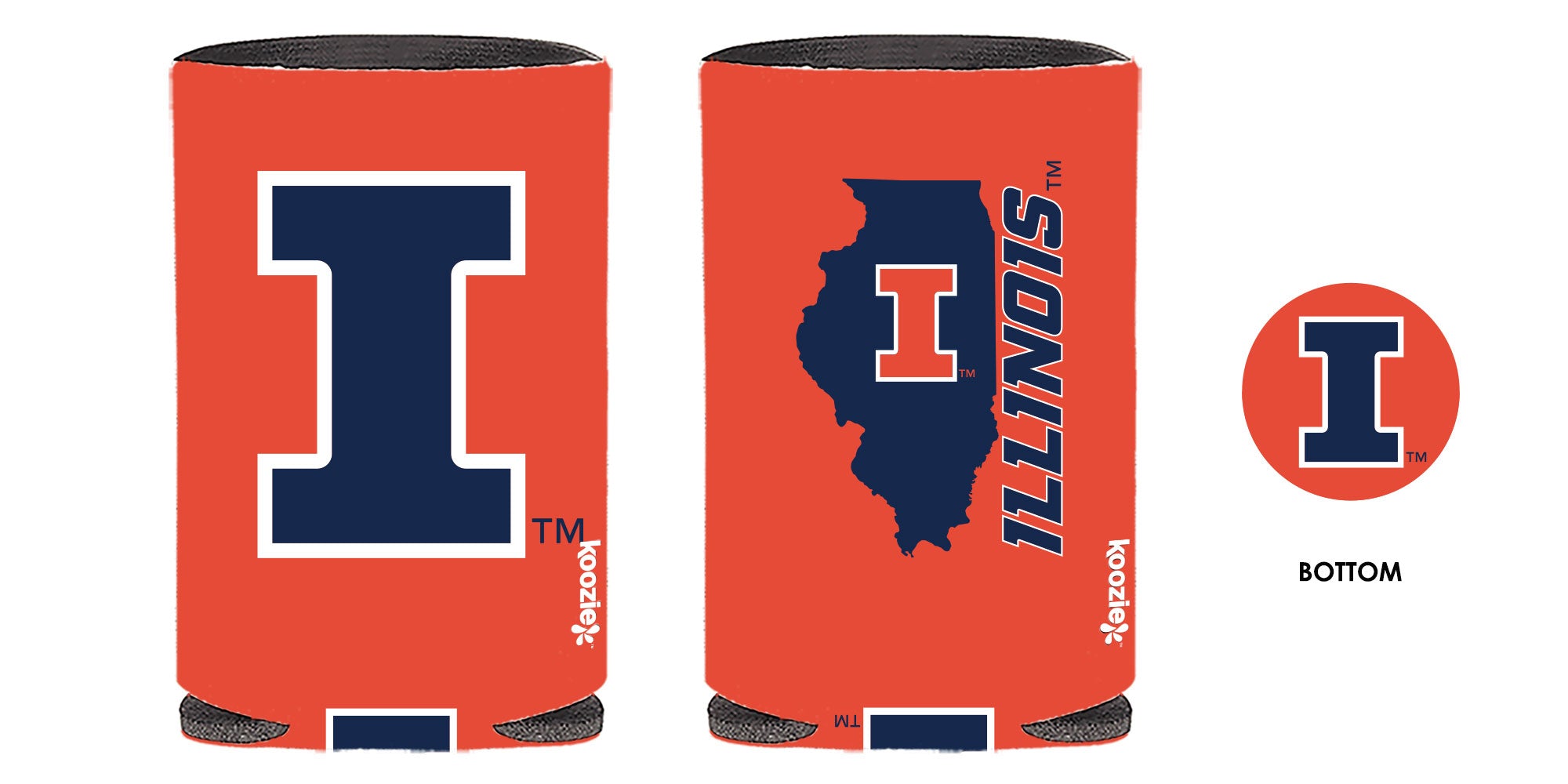 Illinois Fighting Illini Orange State Shape Koozie